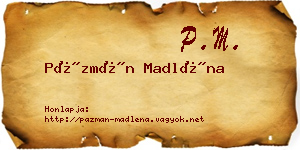 Pázmán Madléna névjegykártya